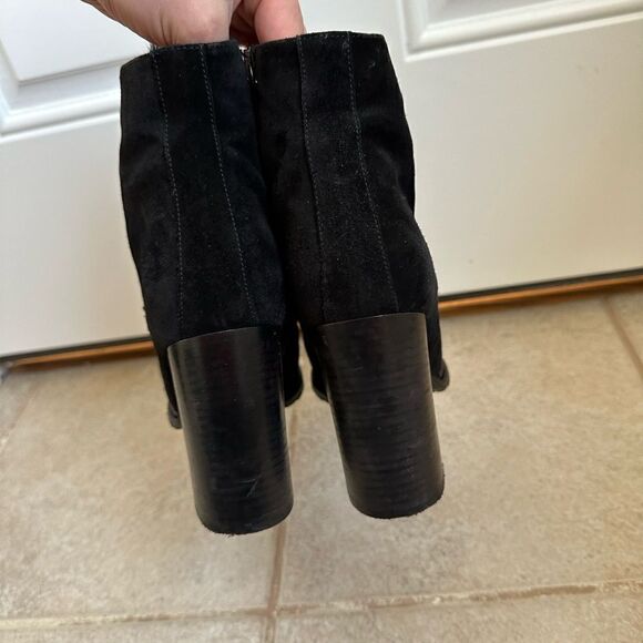 M. GEMI booties size 40 women’s size 9 black suede fur Heeled boots leather - Picture 3 of 9